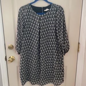 H&M 12 geometric black white grey shift dress, back zipper